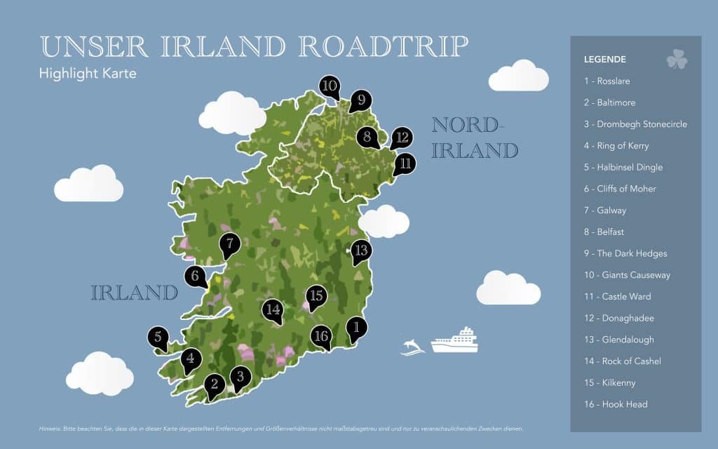 Irland Auto Rundreise - Route für 3 Wochen